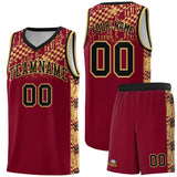 Custom Crimson Mosaic Stars Pattern Sports Uniform Basketball Jersey