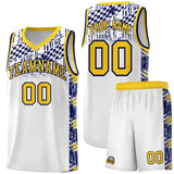 Custom White Mosaic Stars Pattern Sports Uniform Basketball Jersey