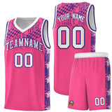 Custom Pink Mosaic Stars Pattern Sports Uniform Basketball Jersey