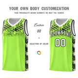 Custom Fluorescent Green Mosaic Stars Pattern Sports Uniform Basketball Jersey