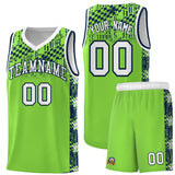 Custom Neon Green Mosaic Stars Pattern Sports Uniform Basketball Jersey