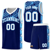 Custom Navy Mosaic Stars Pattern Sports Uniform Basketball Jersey