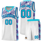 Custom White Mosaic Stars Pattern Sports Uniform Basketball Jersey