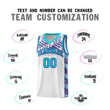 Custom White Mosaic Stars Pattern Sports Uniform Basketball Jersey