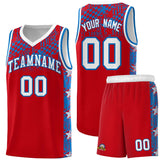 Custom Red Mosaic Stars Pattern Sports Uniform Basketball Jersey