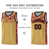 Custom Old Gold Mosaic Stars Pattern Sports Uniform Basketball Jersey