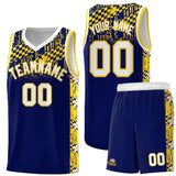 Custom Navy Mosaic Stars Pattern Sports Uniform Basketball Jersey