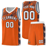 Custom Orange Mosaic Stars Pattern Sports Uniform Basketball Jersey