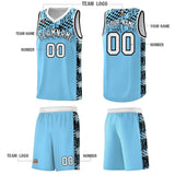 Custom Light Blue Mosaic Stars Pattern Sports Uniform Basketball Jersey