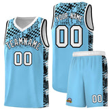 Custom Light Blue Mosaic Stars Pattern Sports Uniform Basketball Jersey