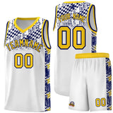 Custom White Mosaic Stars Pattern Sports Uniform Basketball Jersey