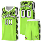 Custom Fluorescent Green Mosaic Stars Pattern Sports Uniform Basketball Jersey