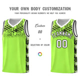 Custom Fluorescent Green Mosaic Stars Pattern Sports Uniform Basketball Jersey