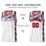 Custom White Mosaic Stars Pattern Sports Uniform Basketball Jersey
