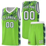 Custom Neon Green Mosaic Stars Pattern Sports Uniform Basketball Jersey