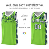 Custom Neon Green Mosaic Stars Pattern Sports Uniform Basketball Jersey