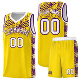 Custom Gold Mosaic Stars Pattern Sports Uniform Basketball Jersey