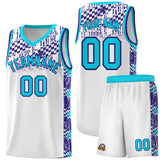 Custom White Mosaic Stars Pattern Sports Uniform Basketball Jersey