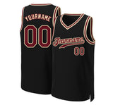 Custom Black Crimson-Khaki Classic Tops Basketball Jersey