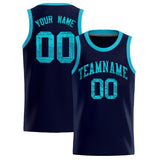 Custom Navy Sequined Tops Athletic Basketball Jersey