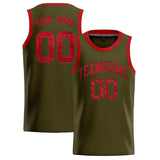 Custom Olive Sequined Tops Athletic Basketball Jersey