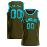 Custom Olive Sequined Tops Athletic Basketball Jersey