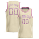 Custom Cream Sequined Tops Athletic Basketball Jersey