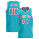 Custom Sky Blue Sequined Tops Athletic Basketball Jersey