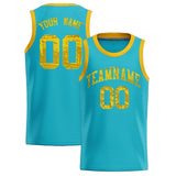 Custom Sky Blue Sequined Tops Athletic Basketball Jersey
