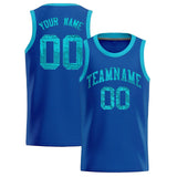 Custom Royal Sequined Tops Athletic Basketball Jersey