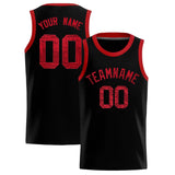 Custom Black Sequined Tops Athletic Basketball Jersey