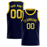Custom Navy Sequined Tops Athletic Basketball Jersey