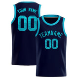 Custom Navy Sequined Tops Athletic Basketball Jersey