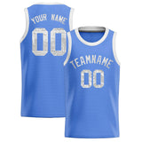 Custom Light Blue Sequined Tops Athletic Basketball Jersey