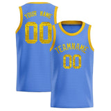 Custom Light Blue Sequined Tops Athletic Basketball Jersey