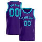 Custom Purple Sequined Tops Athletic Basketball Jersey