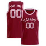 Custom Crimson Sequined Tops Athletic Basketball Jersey