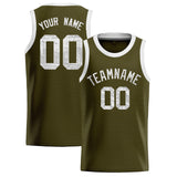 Custom Olive Sequined Tops Athletic Basketball Jersey