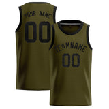 Custom Olive Sequined Tops Athletic Basketball Jersey