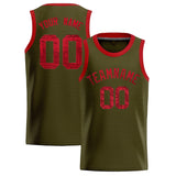 Custom Olive Sequined Tops Athletic Basketball Jersey