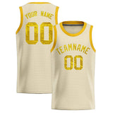 Custom Cream Sequined Tops Athletic Basketball Jersey