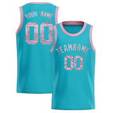 Custom Sky Blue Sequined Tops Athletic Basketball Jersey