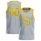 Custom Silver Sequined Tops Athletic Basketball Jersey