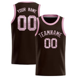 Custom Brown Sequined Tops Athletic Basketball Jersey