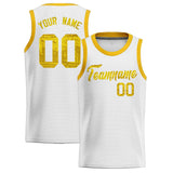 Custom White Sequined Tops Athletic Basketball Jersey