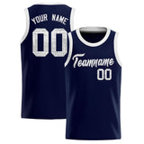 Custom Navy Sequined Tops Athletic Basketball Jersey