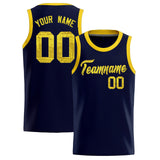 Custom Navy Sequined Tops Athletic Basketball Jersey
