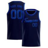 Custom Navy Sequined Tops Athletic Basketball Jersey