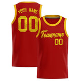 Custom Red Sequined Tops Athletic Basketball Jersey