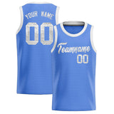 Custom Light Blue Sequined Tops Athletic Basketball Jersey